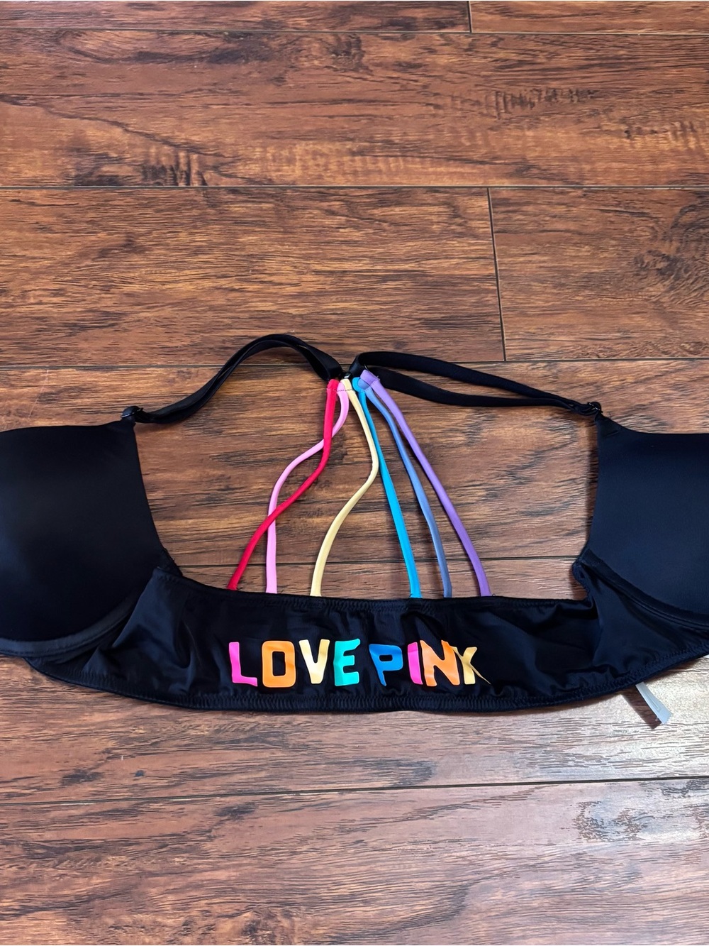 Victoria's Secret Kids' Black Bikini Top with Multicolor Straps
